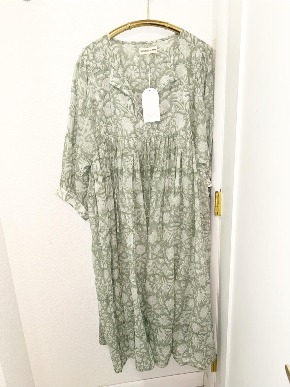 NWT DAUGHTERS OF INDIA The Kyra MIDI Dress in JADE 💯 Cotton Voile SZ: XXL